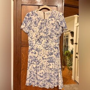 Reformation Lula Periwinkle Blue Floral and White Dress